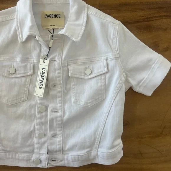 NWT L’AGENCE white kristie crop jacket ($395)